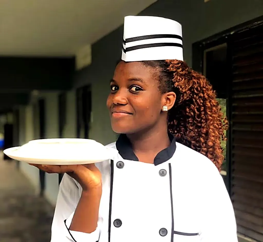 Catering student serving